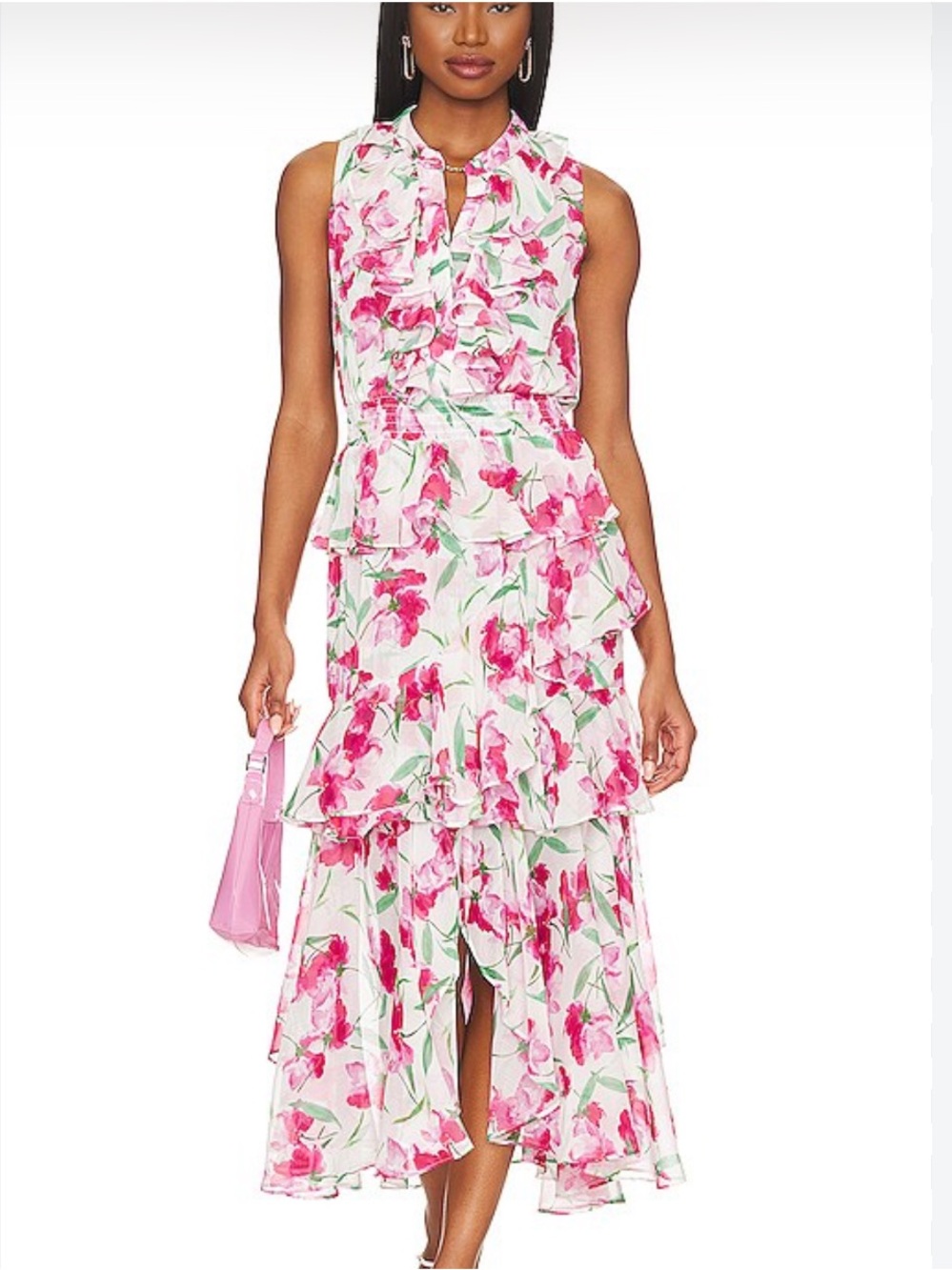 Misa Los Angeles Floral Ruffle Ilona Midi Dress Women’s Sz M
